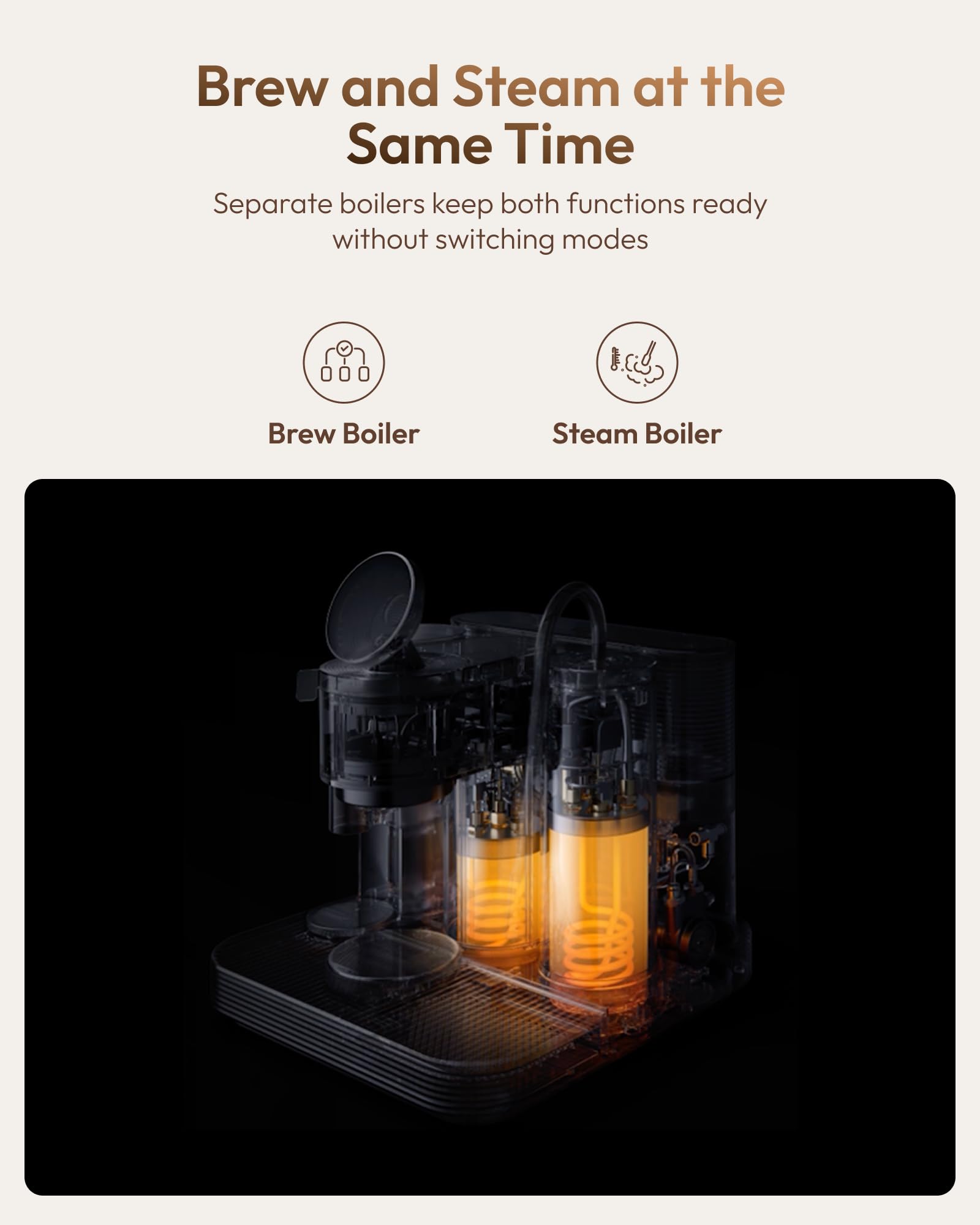 Meraki Dual Boiler Espresso Machine with Grinder and Built-In Dual Scales view 4