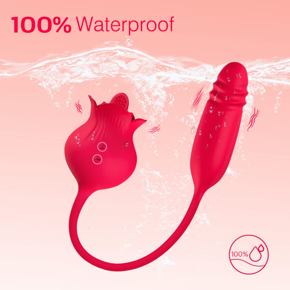Rose Toy Vibrator for Woman,3 in 1 Clitoral Stimulator Tongue Licking Vibrator with Thrusting Vibrating Egg,G Spot Adult Sex Toy,Clitoral Vibrator Dildo Stimulator with 10 Modes (Pink): Red