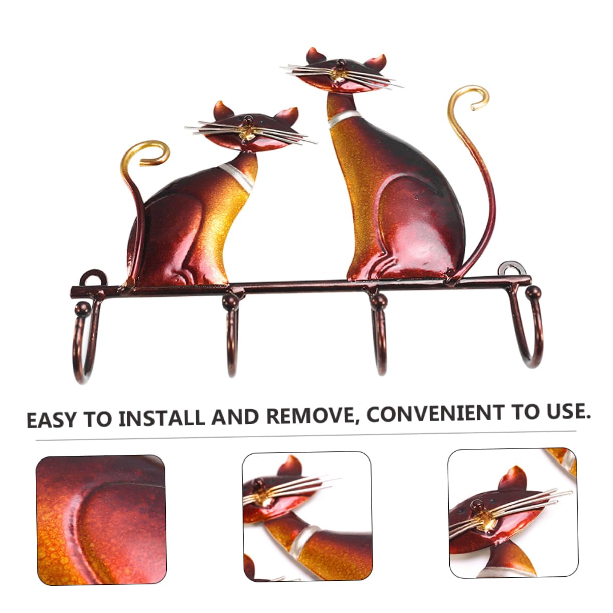 LABRIMP Gancho Retro para Abrigos y Sombreros de Hierro Rojo Forma de Gato