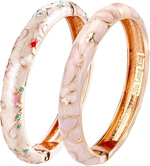 Bangles Bracelets Gorgeous Enameled Flower Cloisonne Plated Indian Jewelry Sets Box for Womens Gift