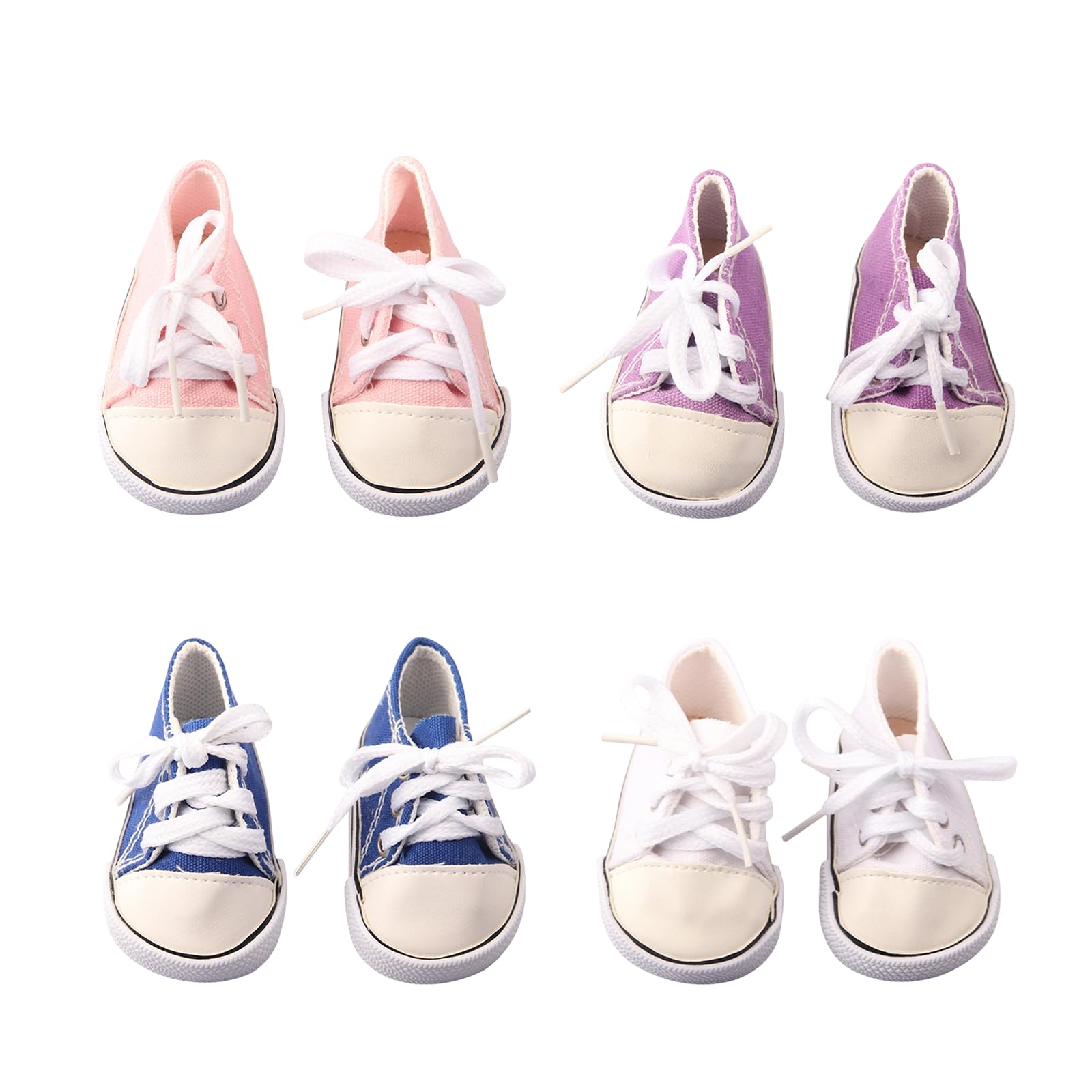 Baby Doll Shoes and Accessories for 14-18 inches Dolls, Including Canvas Shoes in 4 Colors: Purple, Blue, Pink, White, Doll Outfit Accessories for 35-45 cm Dolls