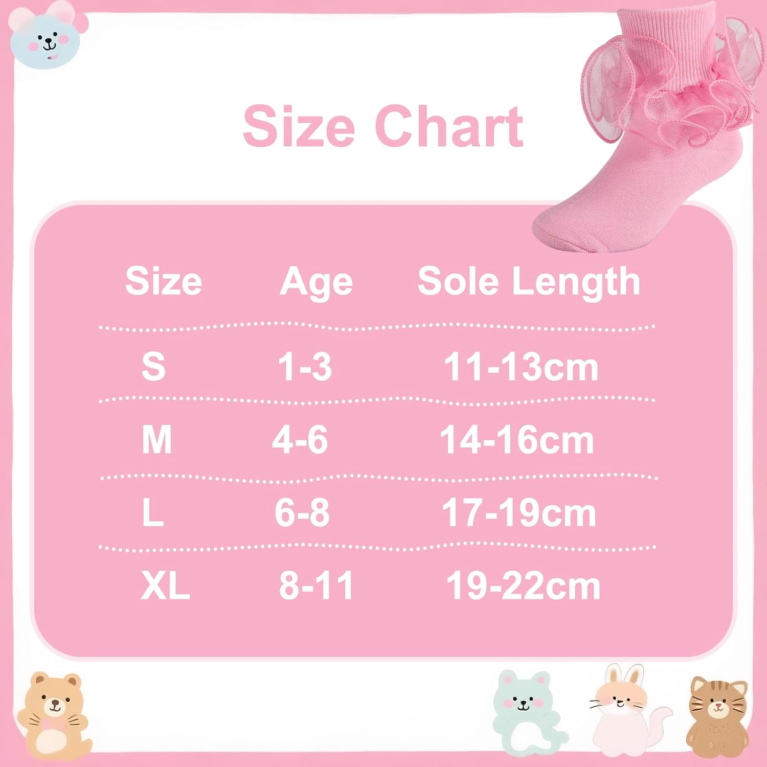 Girls Ruffle Socks Toddler Girl Frilly Dress Socks Double Lace Big Ruffles Fold Over Church Fancy Sock for Baby Kids - Image 8