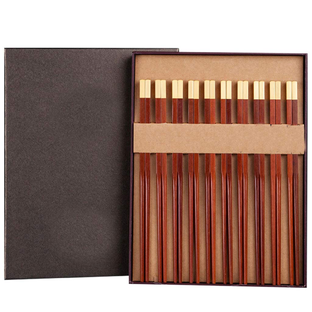 Juego de regalo de palillos reutilizables de madera con estuche, palillos japoneses de sushi, palillos chinos de lujo de madera natural, palillos antideslizantes, palillos aptos para lavavajilla