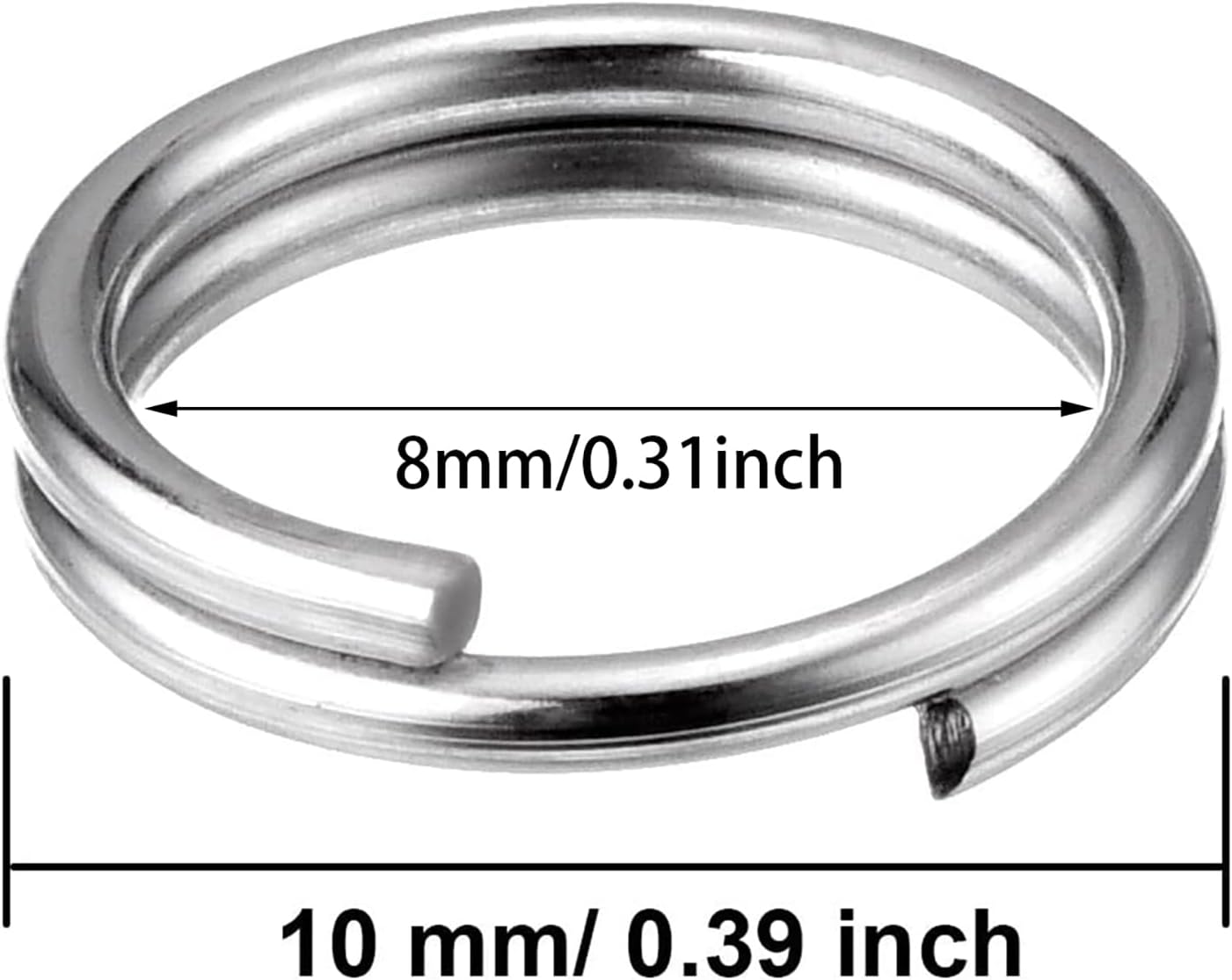 50 Pieces Key Rings Key Chain Rings Small Keyring Split Ring for Keys Organization, 10 mm, Silver Color