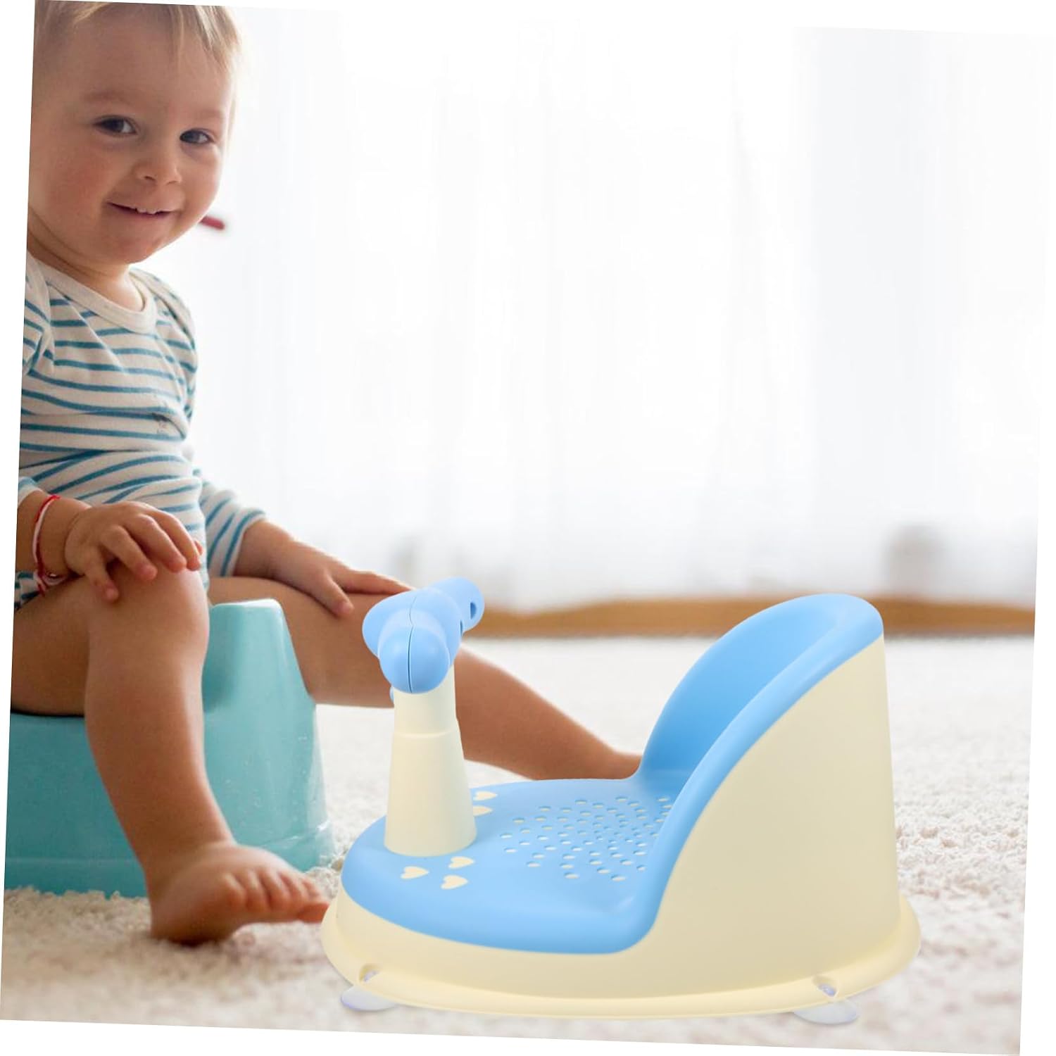 Bath Seat Bathtub Chair with Anti-Slip PP Material Stable Support Comfortable Backrest for Newborns and Safe Practical Bathing Seat in Quiet Blue