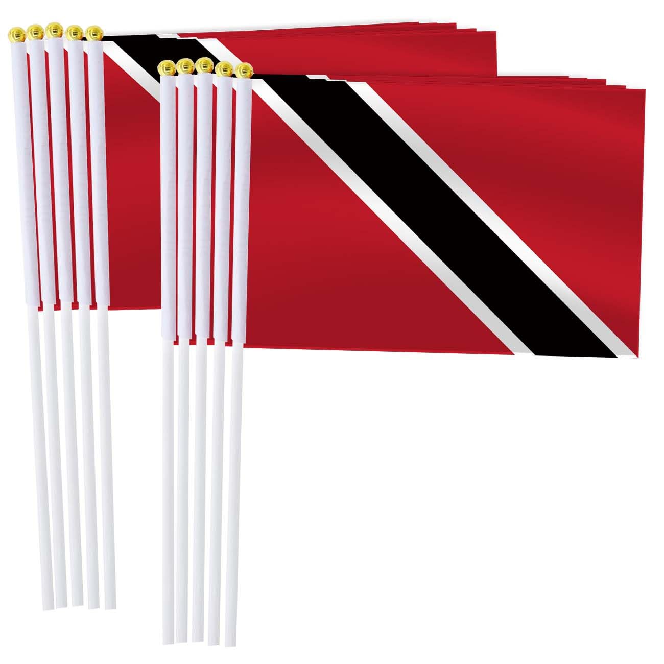 25 Pack Trinidad and Tobago Handheld Small Flag,Mini Trinidad-and-Tobagoans Hand Held Miniature Stick Decor — image 1