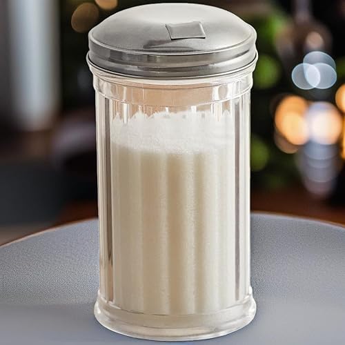 Miniatura 7 de GEEX DEPOT - Vertedores de azúcar con tapa de acero inoxidable, dispensador de plástico transparente con capacidad de 12 onzas (paquete de 1)