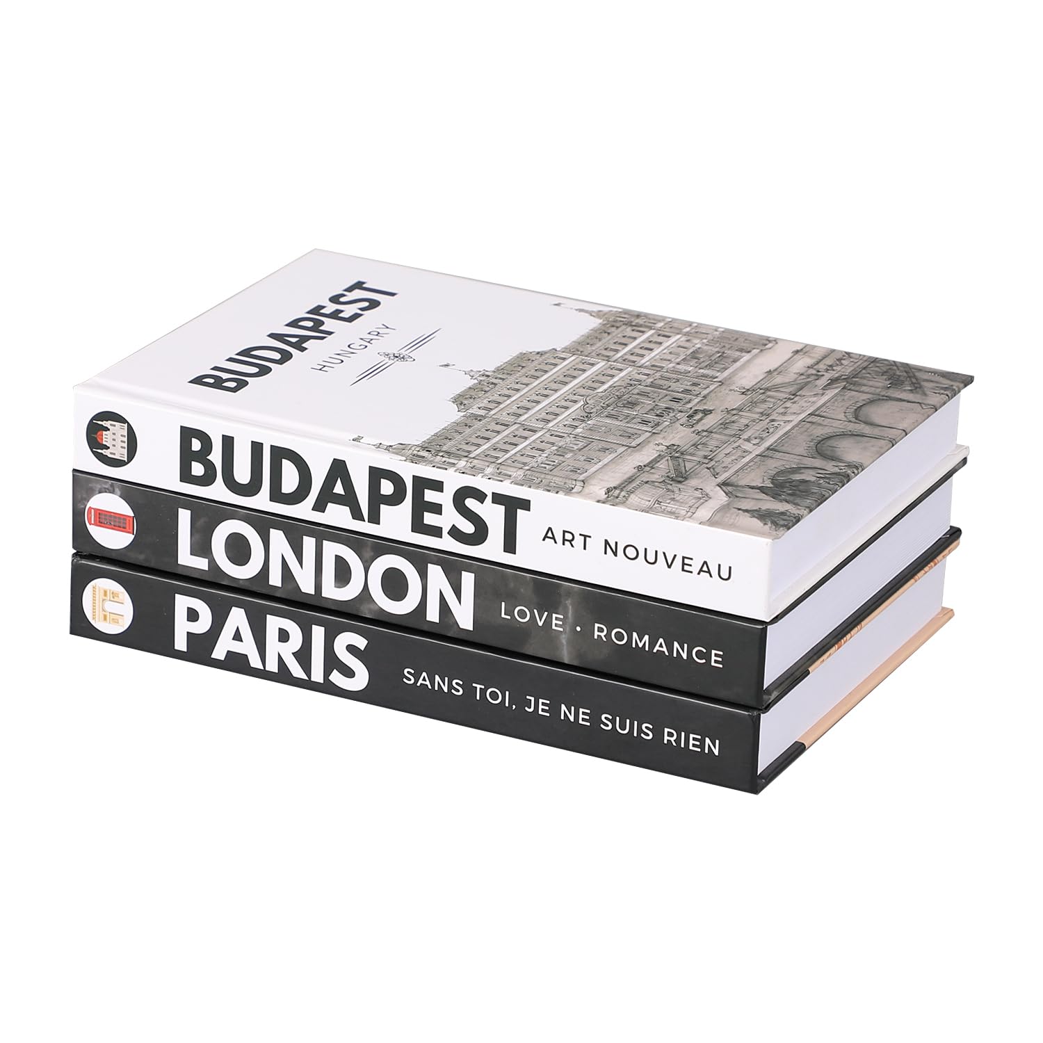 Faux Books for Decoration, 3 PCS Decorative Books for Home Decor, Book Decor, Designer Fashion Book for Living Room, Bookshelf, Table(Black & White)