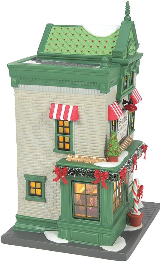Department 56 Christmas in the City Village Santa's Corner Confectionery Candy Shop Light Up Building, 8.9 Inch, Multicolor