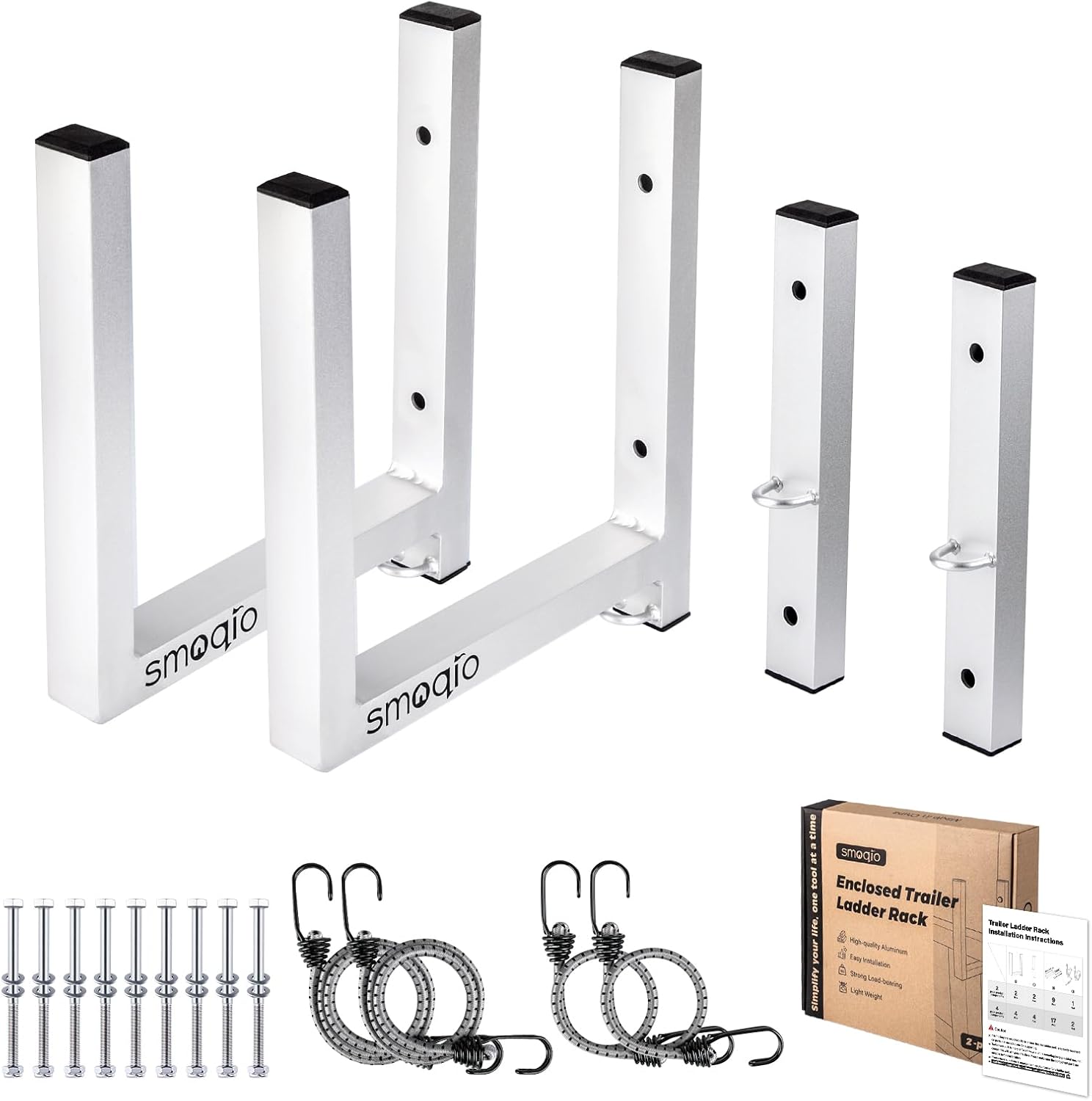 SMOQIO Ladder Rack for Trailer, 2 Racks Aluminum Trailer