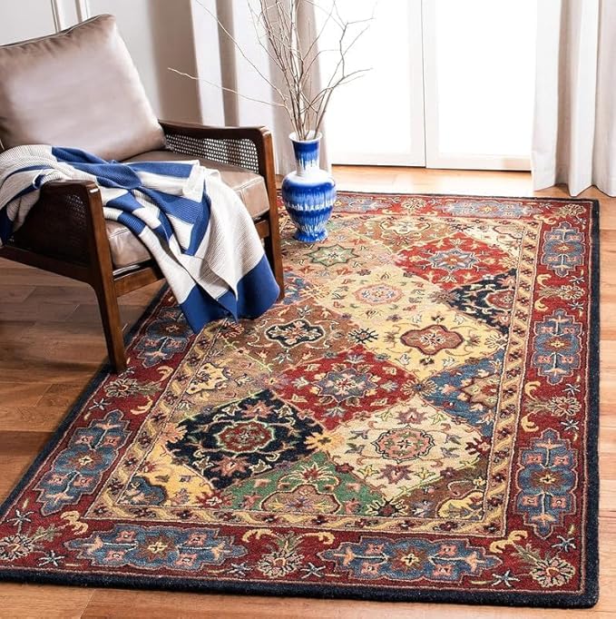 Handmade Tufted Wool Carpet – Premium Thick Embossed Geometric Design Rug for Living Room, Bedroom & Hall (Multi 14, 7 x 7 Feet Square)-image-30