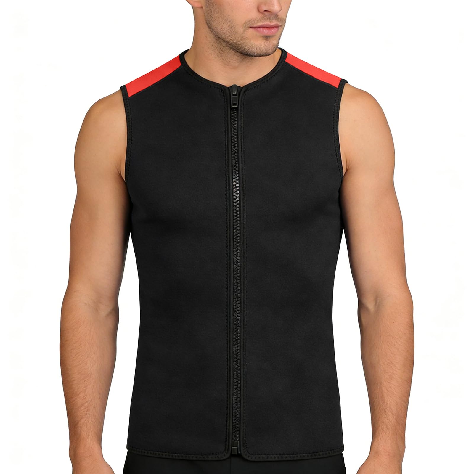 Gilet Termico in Neoprene da 3 Mm, Muta Unisex Senza Maniche con Cerniera per Nuoto, Snorkeling, Surf, Immersioni (Nero L)