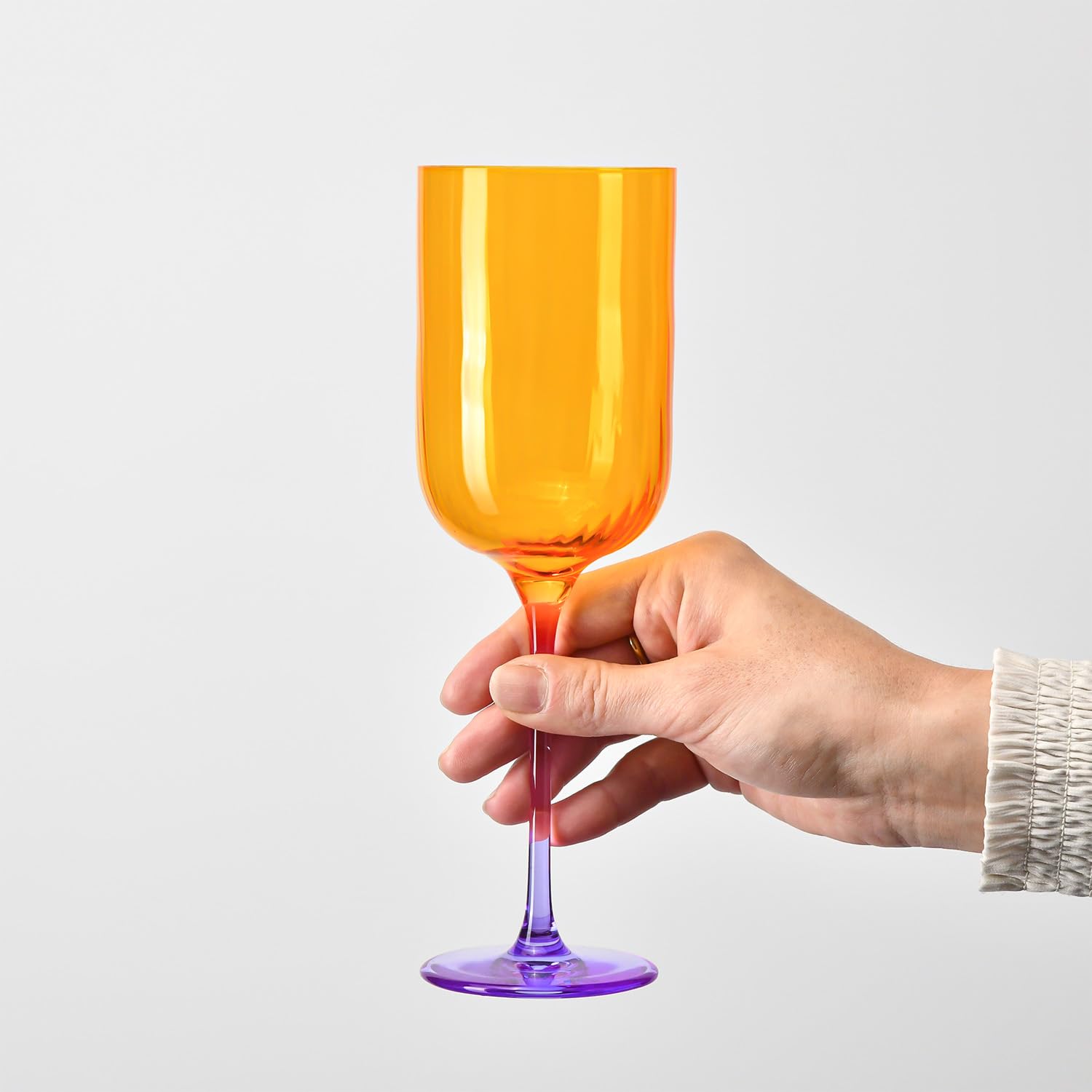Bicchieri da vino 350 ml – set da 4 pezzi – Collezione Aurora – Realizzati a mano e colorati – Vetro di cristallo – Eleganti e moderni – Ideali come regalo