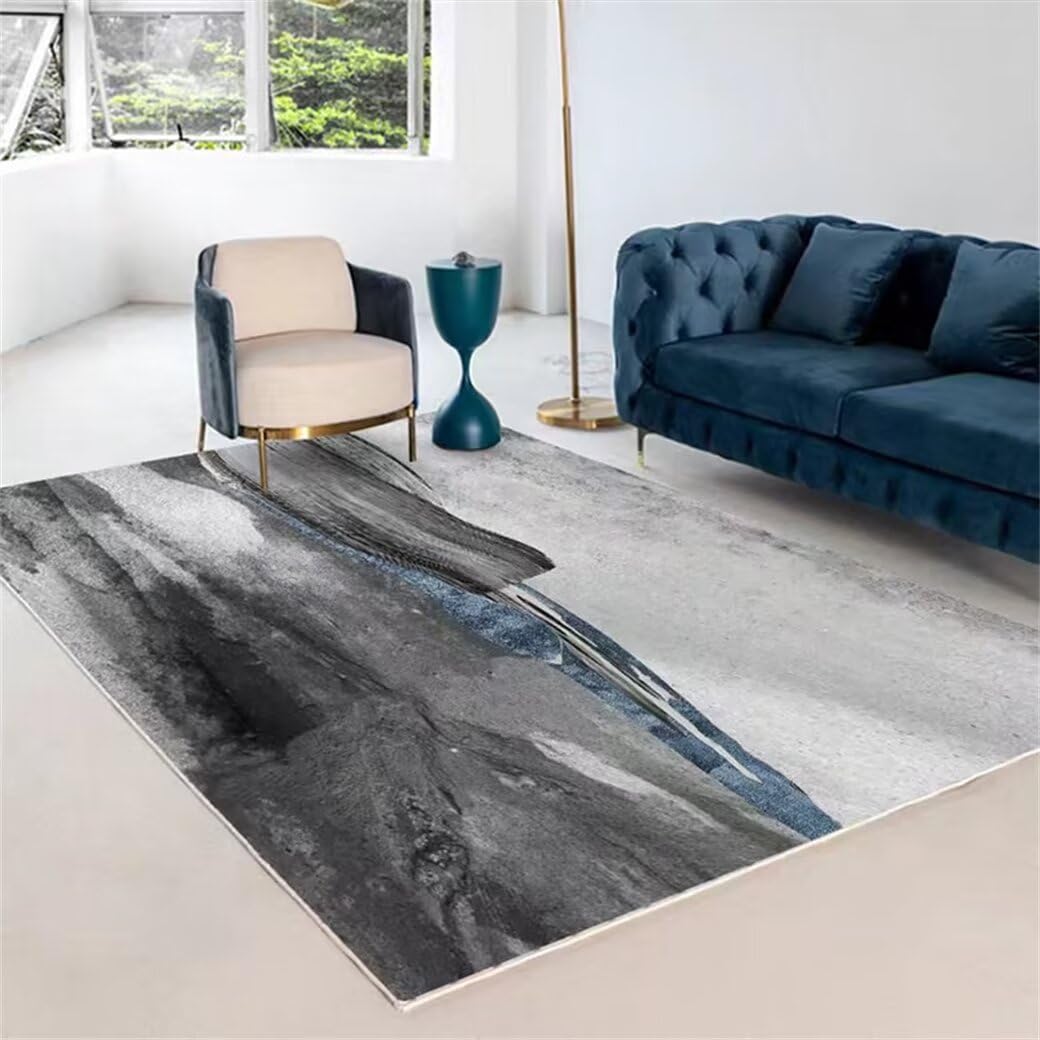 Tapis long couloir gris lavable grand format pour salon