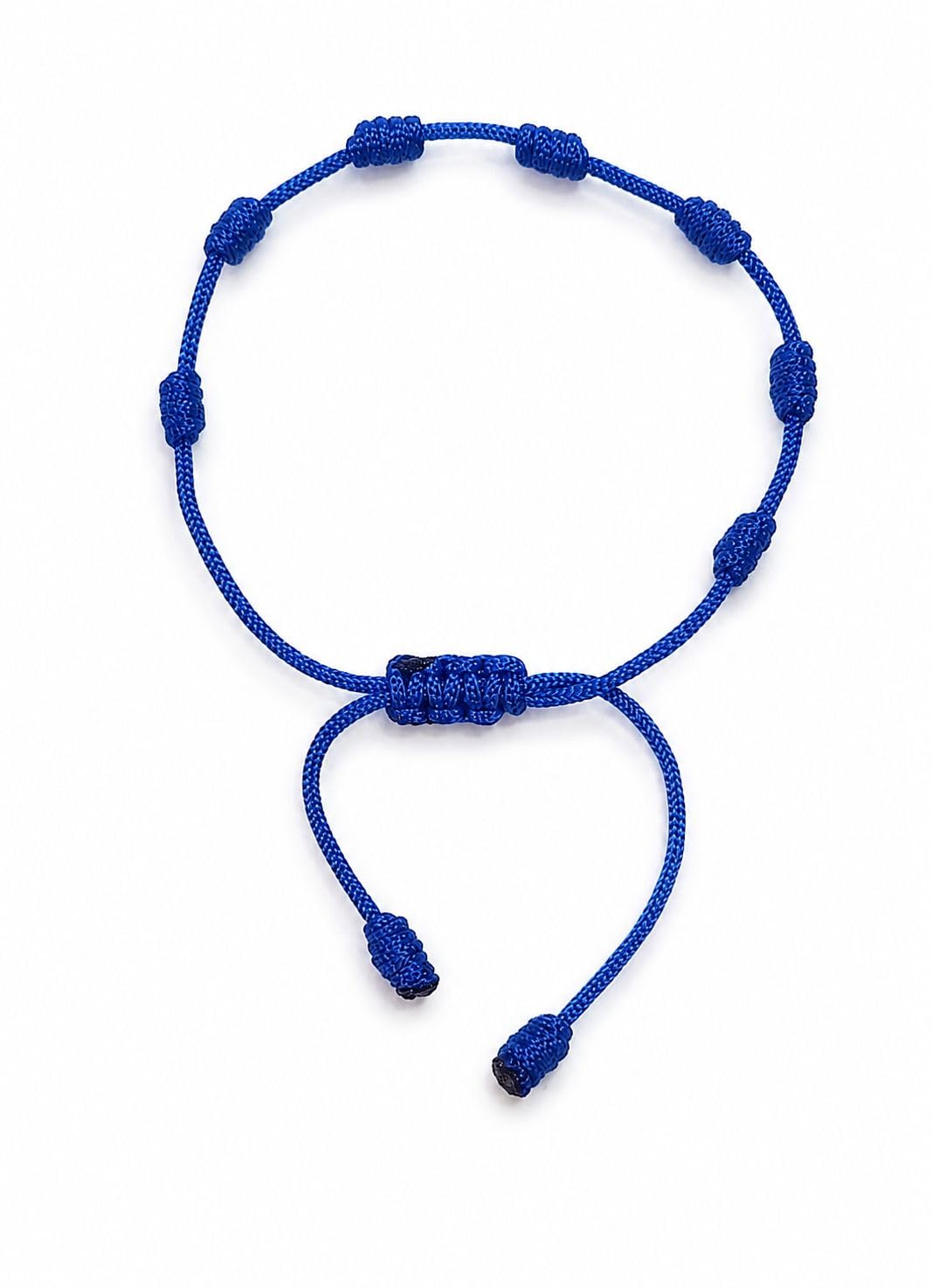 Blue Knotted Cord Bracelet, Adjustable Rope Style, Handcrafted Sliding Knot Wristband-image-30