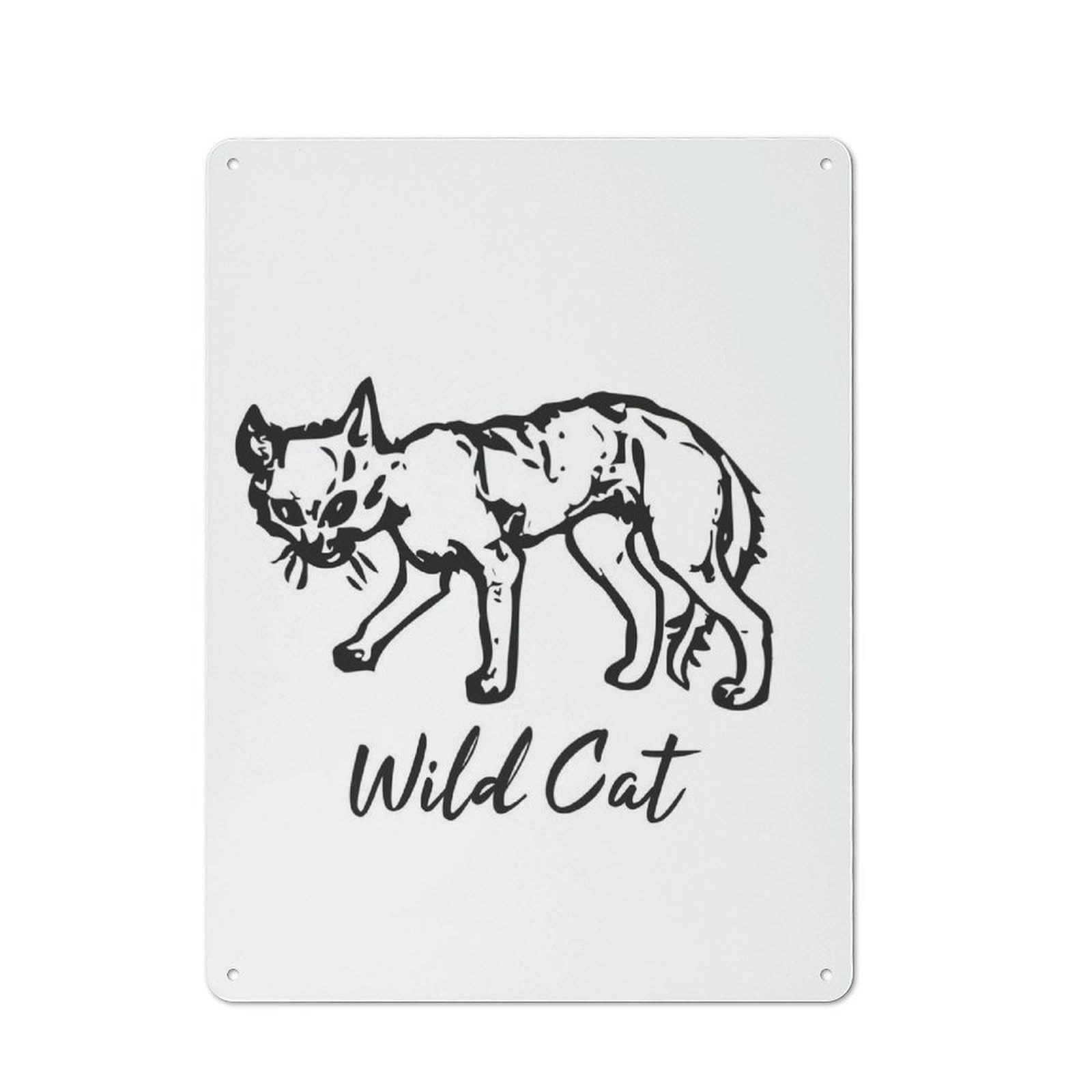 Junmoney Wild Cat Line Ilustration Toilet Room Printed Metal Sign, Wall Decor For Bathroom, Toilet Room, Laundry Or Guest Wc, 40X30cm