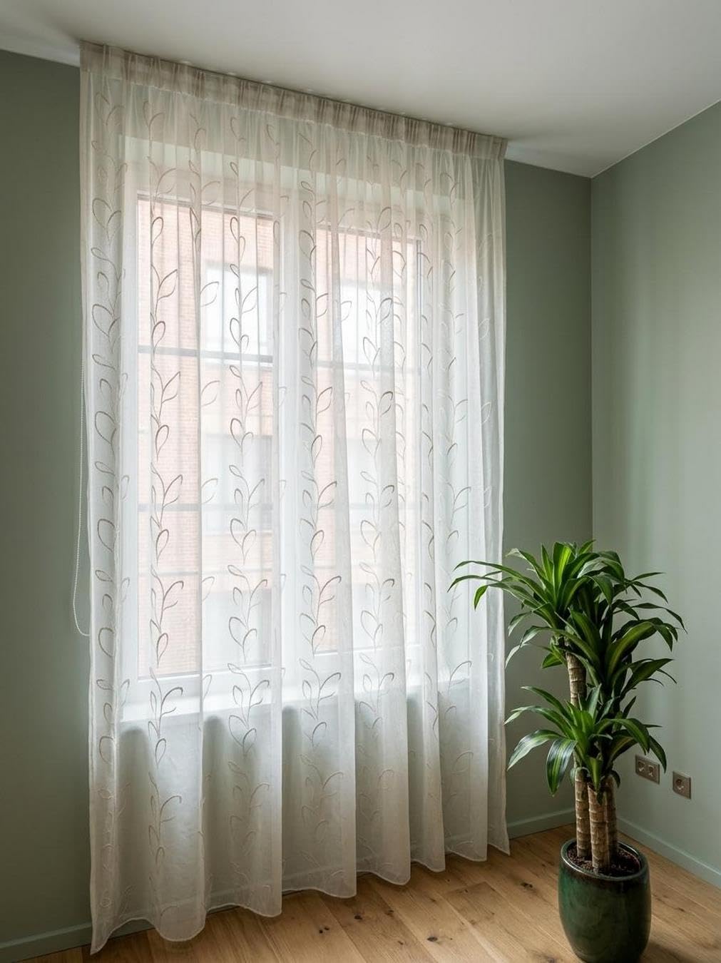 Tende su misura con fettuccia arricciatenda, tessuto ricamato effetto lino bianco, pannello 200/280 cm, per binari 100/170 cm, altezza 180-290 cm - 280x220 cm Bianco