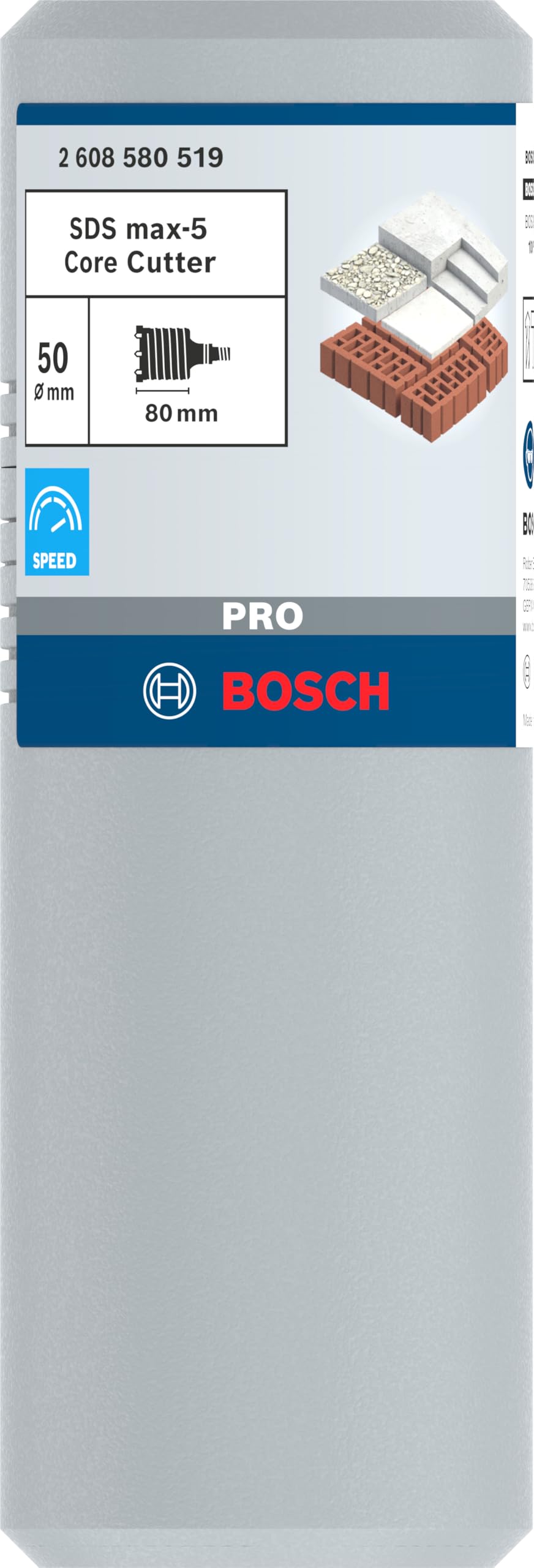 Bosch 1x PRO SDS max-5 Core Cutter, zweiteilig mit Gewinde (für Beton, Betonblockstein, Ø 50 mm, Professional Zubehör Bohrhammer)