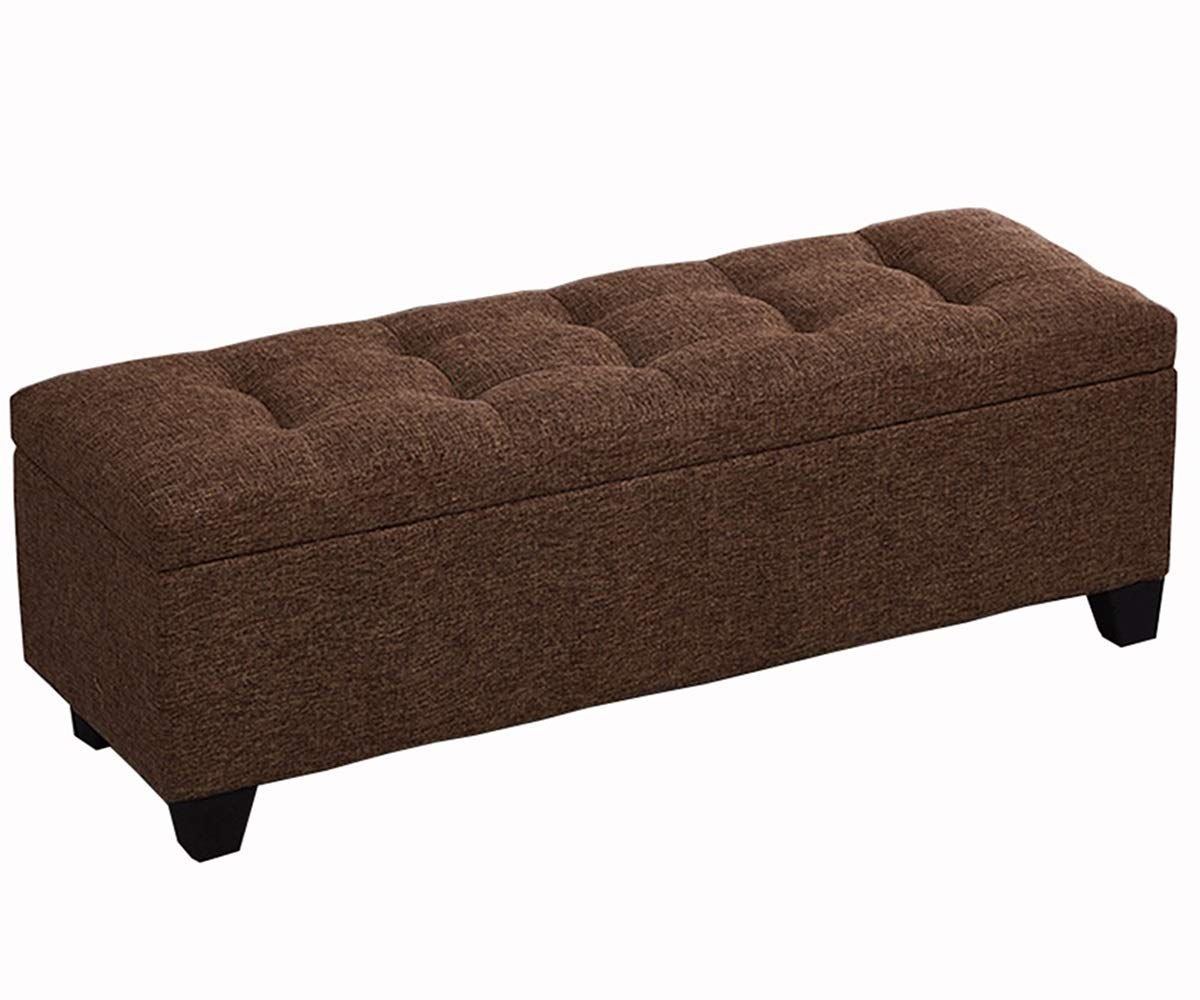 Banc de rangement pliable en lin de 100cm | Grand coffre à jouets et chaussures