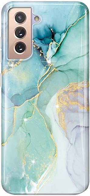 luolnh Galaxy S21 Plus Case,Samsung Galaxy S21 Plus Case Marble Brilliant Cute Design Shockproof Soft Silicone Rubber TPU Bumper Cover Skin Phone Case for Samsung S21+ /S21 Plus 5G-Abstract Mint