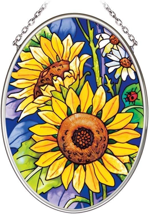 ANFURI 4.5 * 3.3 inch Mini Sunflower Handmade Glass, Palm-Sized, Small Size Handcrafted Glass Ornament, Mini Size, Perfect for Women/Family/Christamas