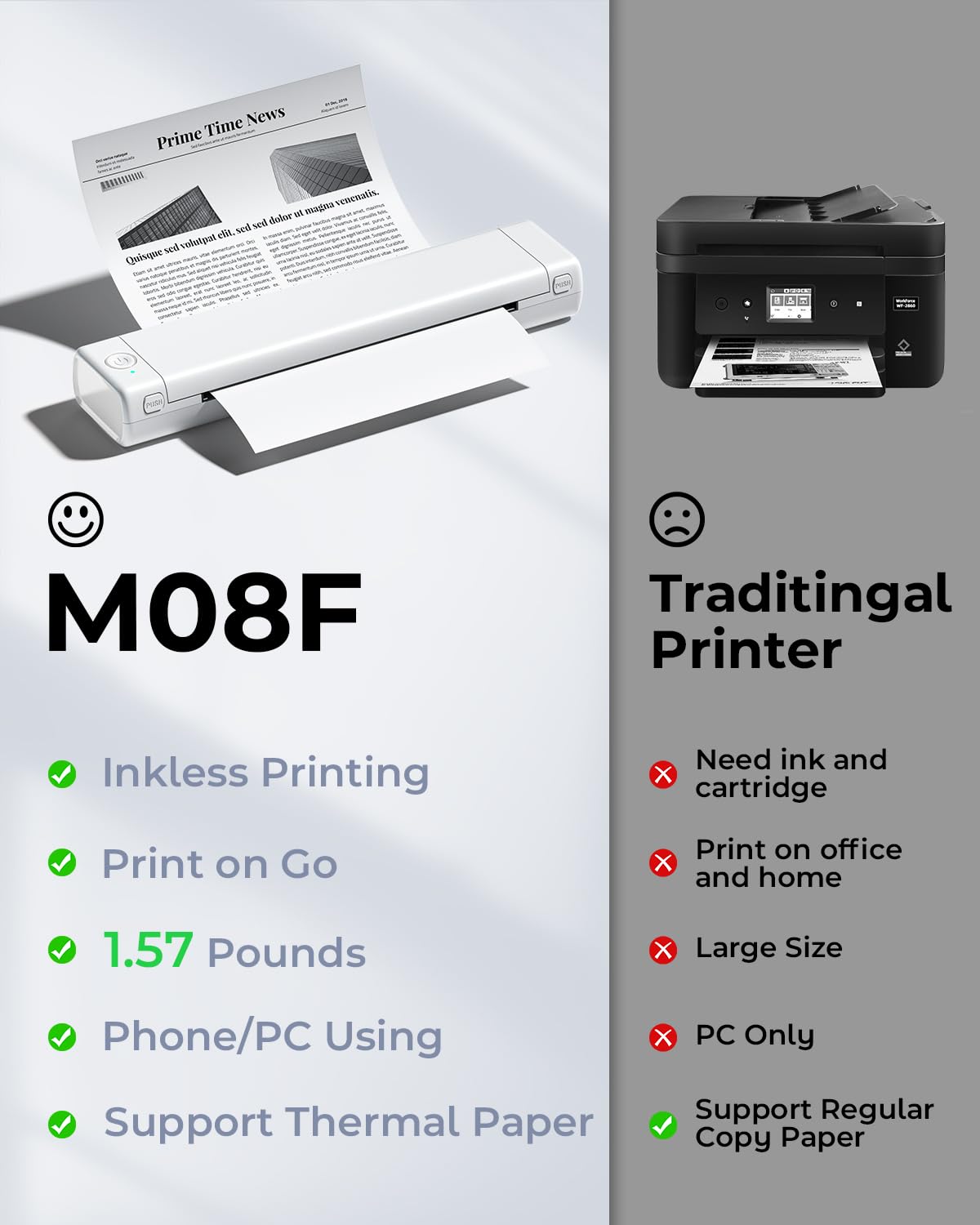 Phomemo M08F Mobiler Drucker A4 für Unterwegs Thermodrucker - Tragbarer Bluetooth Drucker für Den Heimgebrauch im Büro – Bild 8