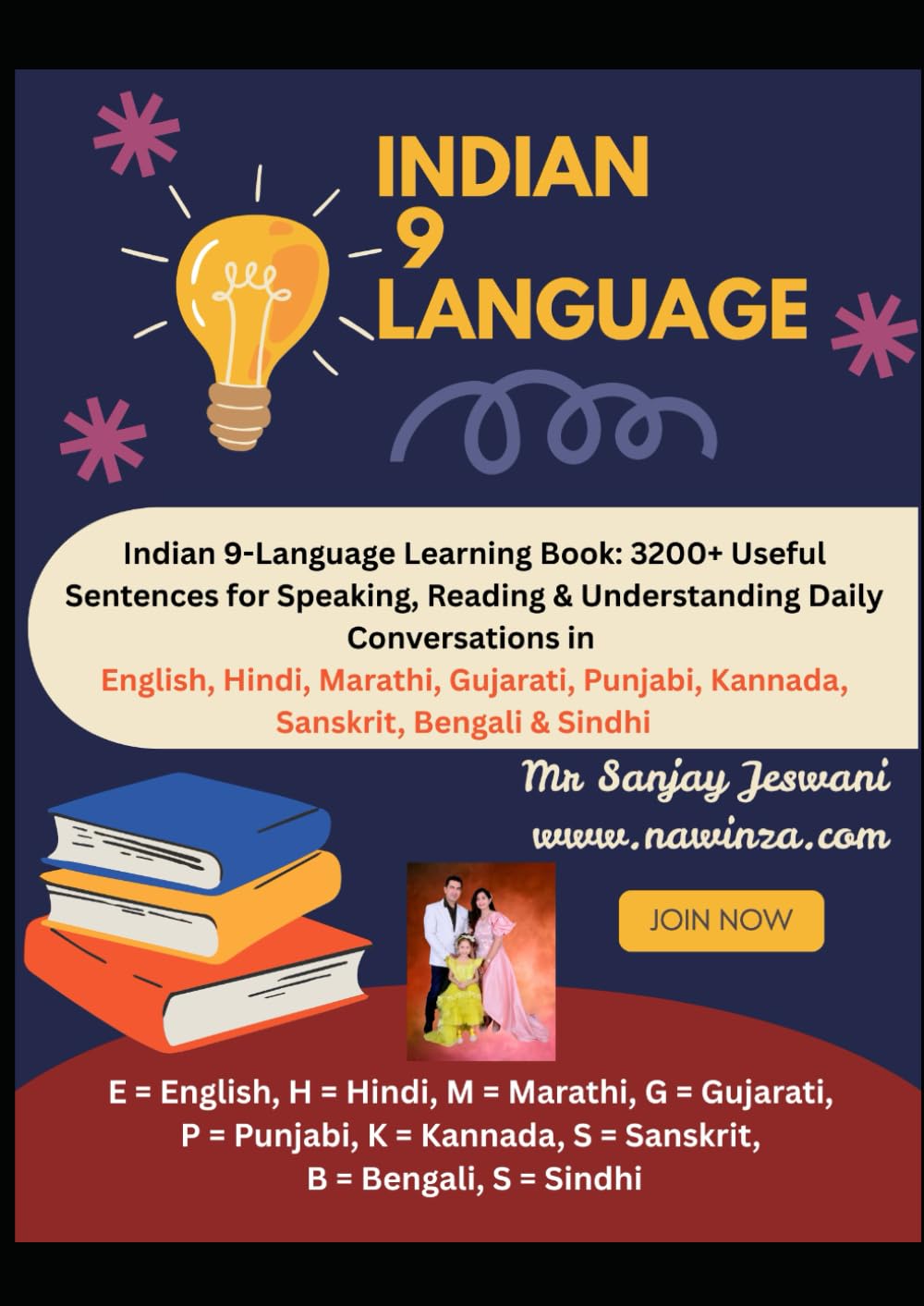Indian 9-Language Learning Book 3200+ Useful Sentences for Speaking Reading & Understanding Daily Conversations: English, Hindi, Marathi, Gujarati, Punjabi, Kannada, Sanskrit, Bengali & Sindhi