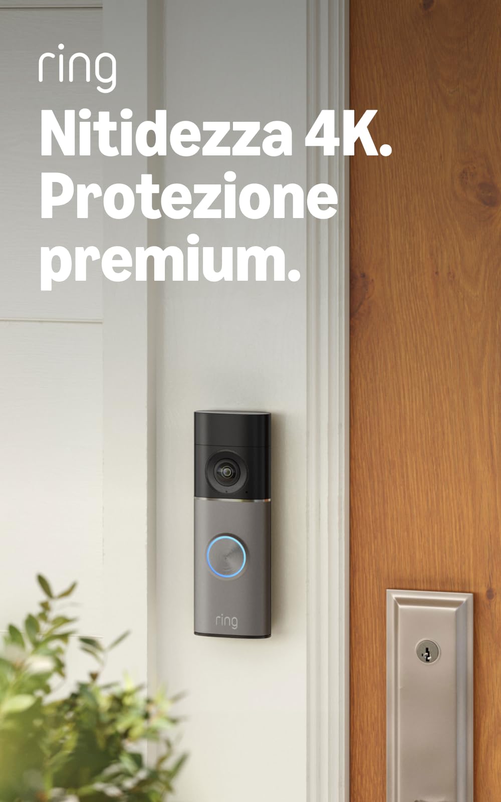 Ring Videocitofono Pro a batteria (Battery Video Doorbell Pro) (ultimo modello) | Campanello videocamera | Retinal 4K | Zoom 10x | Batteria Ultra | Prova gratuita 30 giorni del piano abbonamento Ring