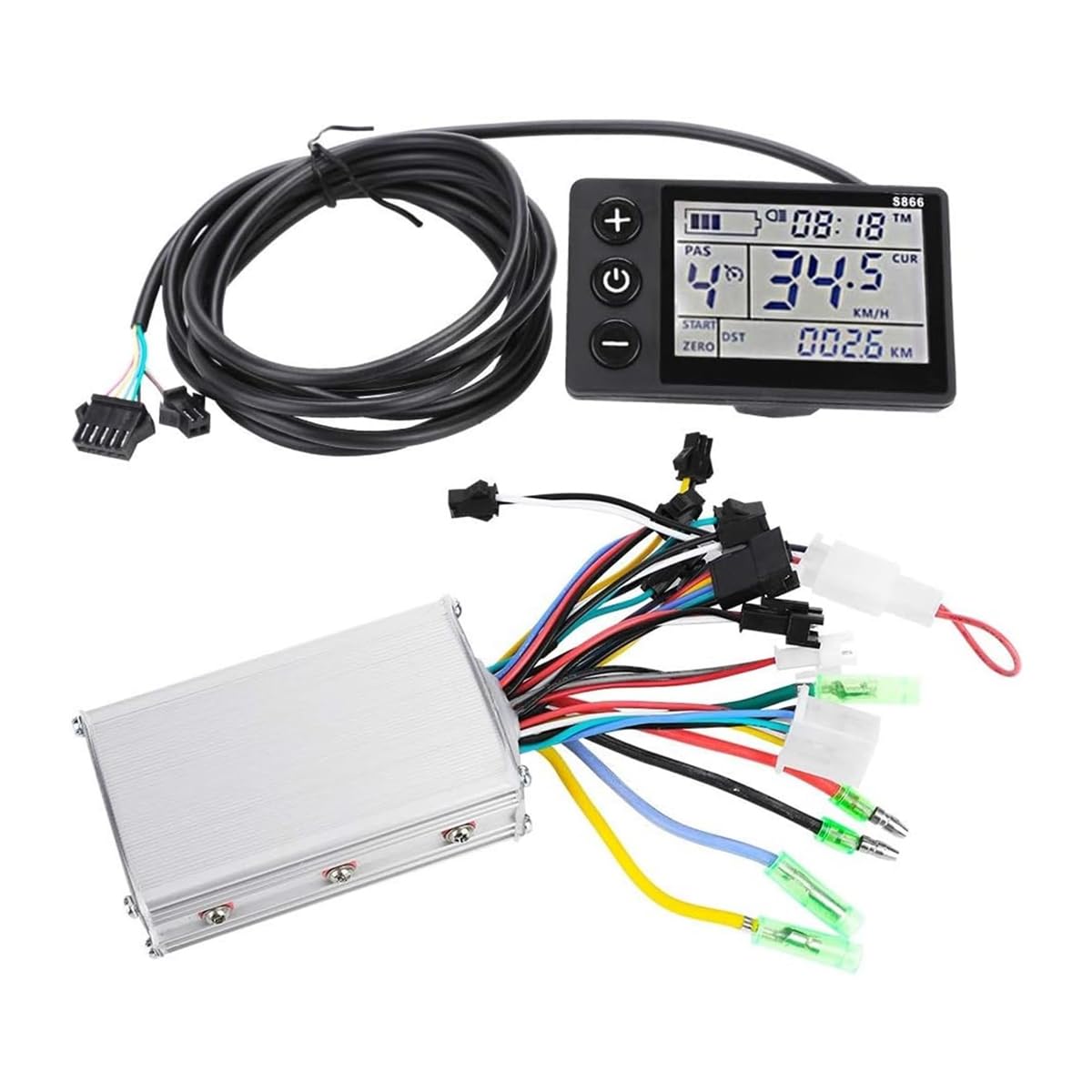 Ausi Contrôleur de moteur électrique sans balais 36 V 350 W, panneau d'affichage LCD étanche, kit de contrôleur pour vélo et trottinette électrique