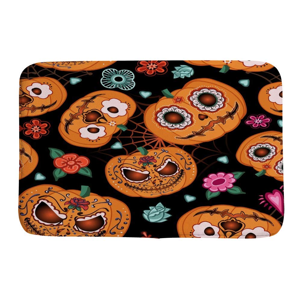 Tapis de douche super absorbant Halloween citrouille épais lavable