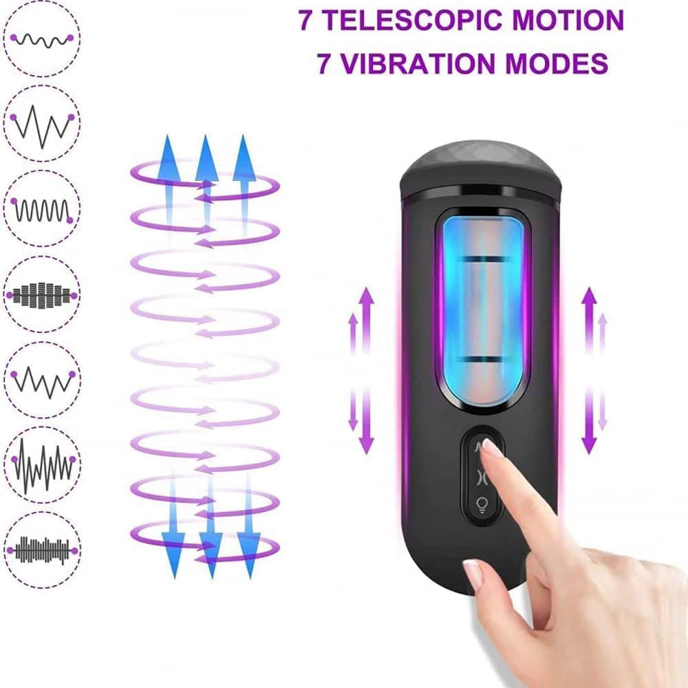 Masturbatore Elettrico Man Cup Con 7 Modalità Di Movimento E Vibrazione Telescopiche, Figa Tascabile Masturbatori Orali Giocattolo Del Sesso In Silicone Realistico 3d Per Uomo