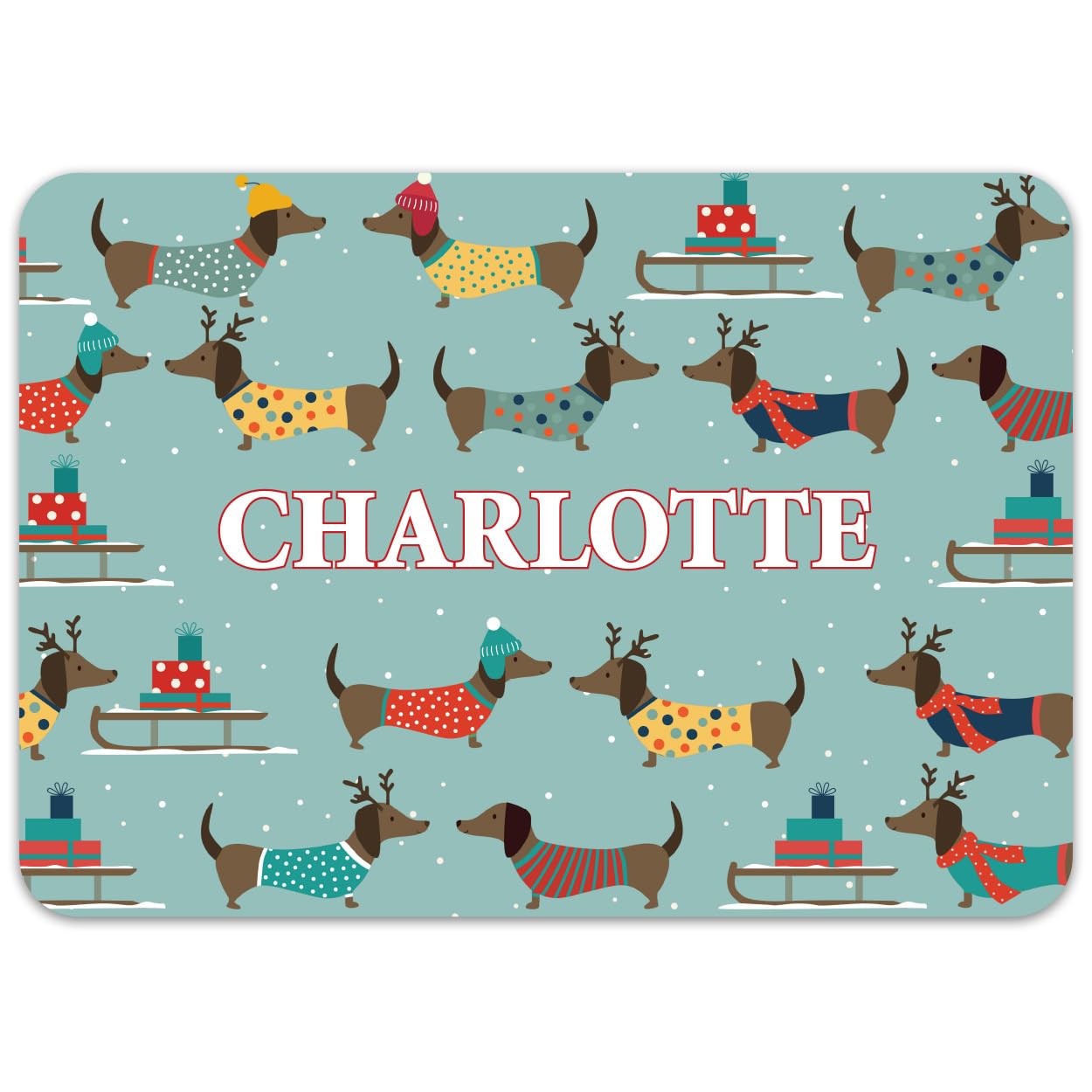 Paper Themes Sausage Dogs Personalised Christmas Placemats (Sausage Dogs)