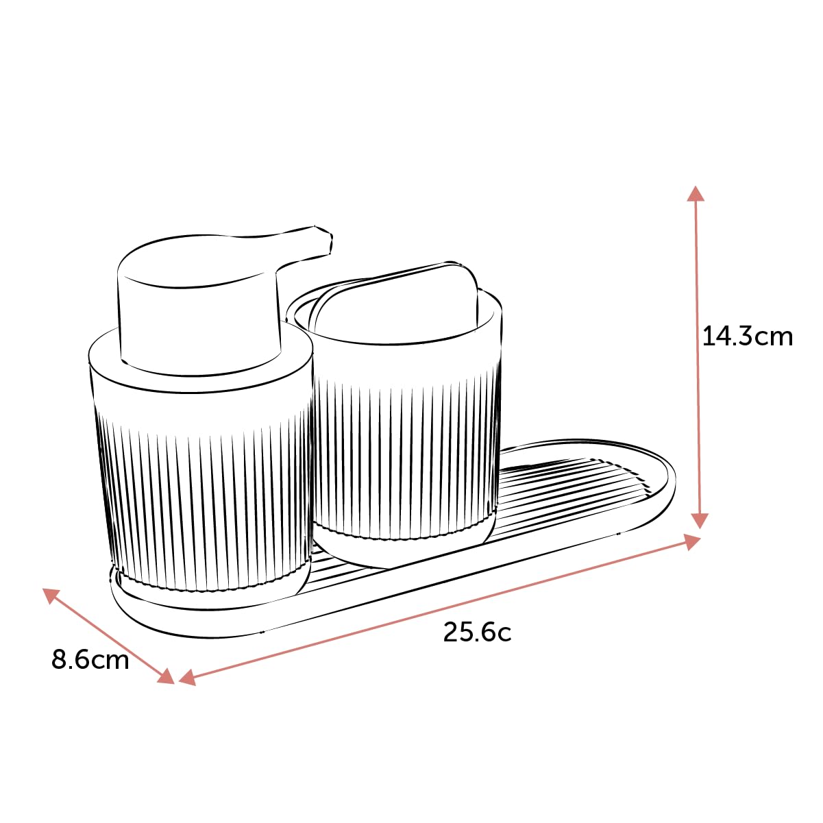 ReBorn Juego de baño reciclado, soporte para cepillo de dientes, dispensador de jabón y bandeja de baño en un paquete, fácil de limpiar con piezas extraíbles, fabricado en Gran Bretaña con materiales