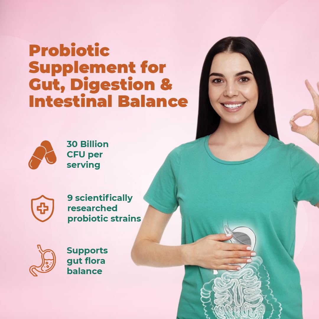 HealthAid ColiProbio Probiotic Supplement | 9 Strains, 30 Vegetarian Capsules | Gut Health, Digestive Support, Nutrient Absorption & Immunity Booster - Image 3 thumbnail