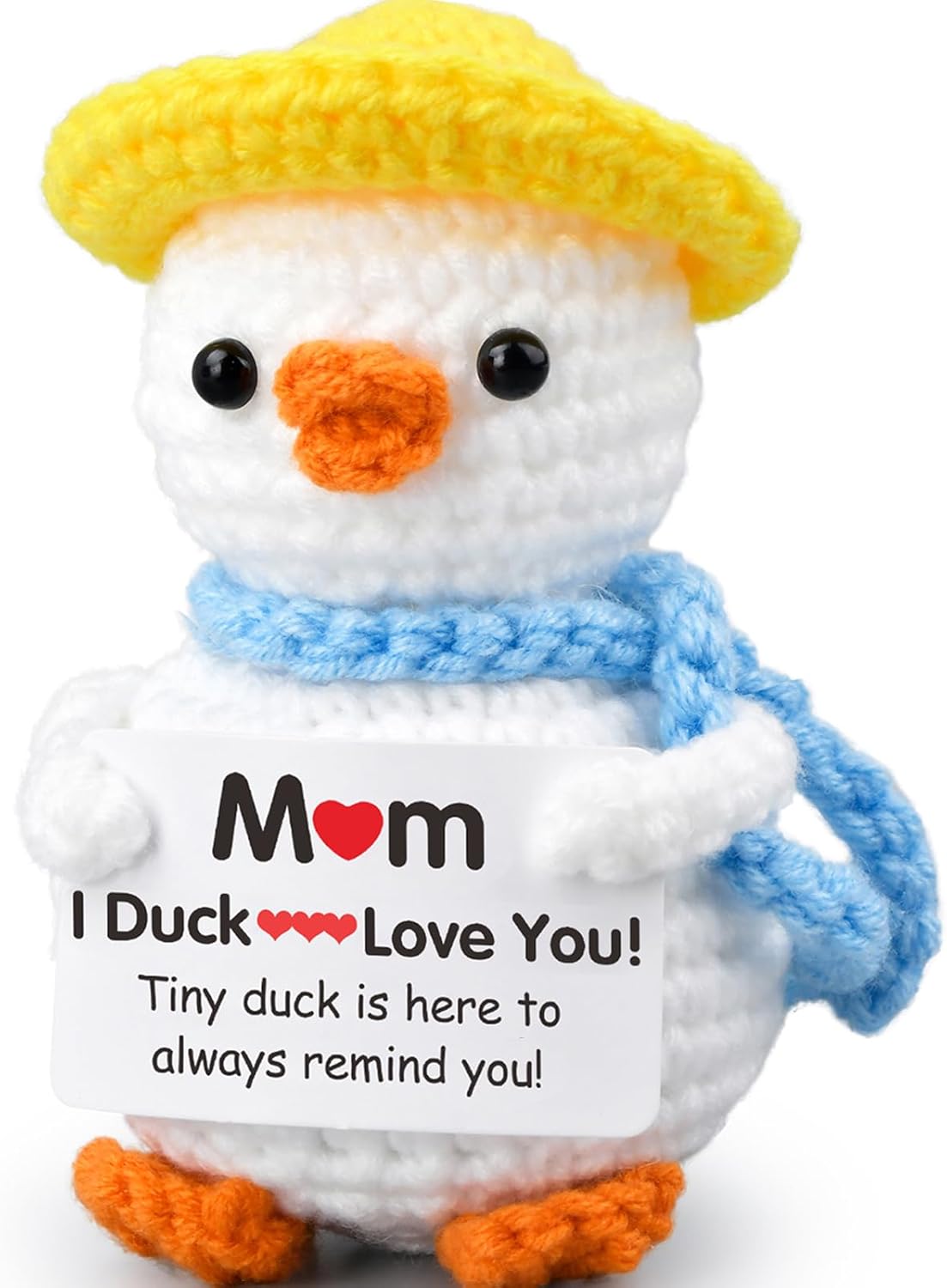 FilmHOO Birthday Gifts for Mom Christmas Stocking Stuffers I Duck Love You Mom Handmade Crochet Funny Cool Cute Small Duck