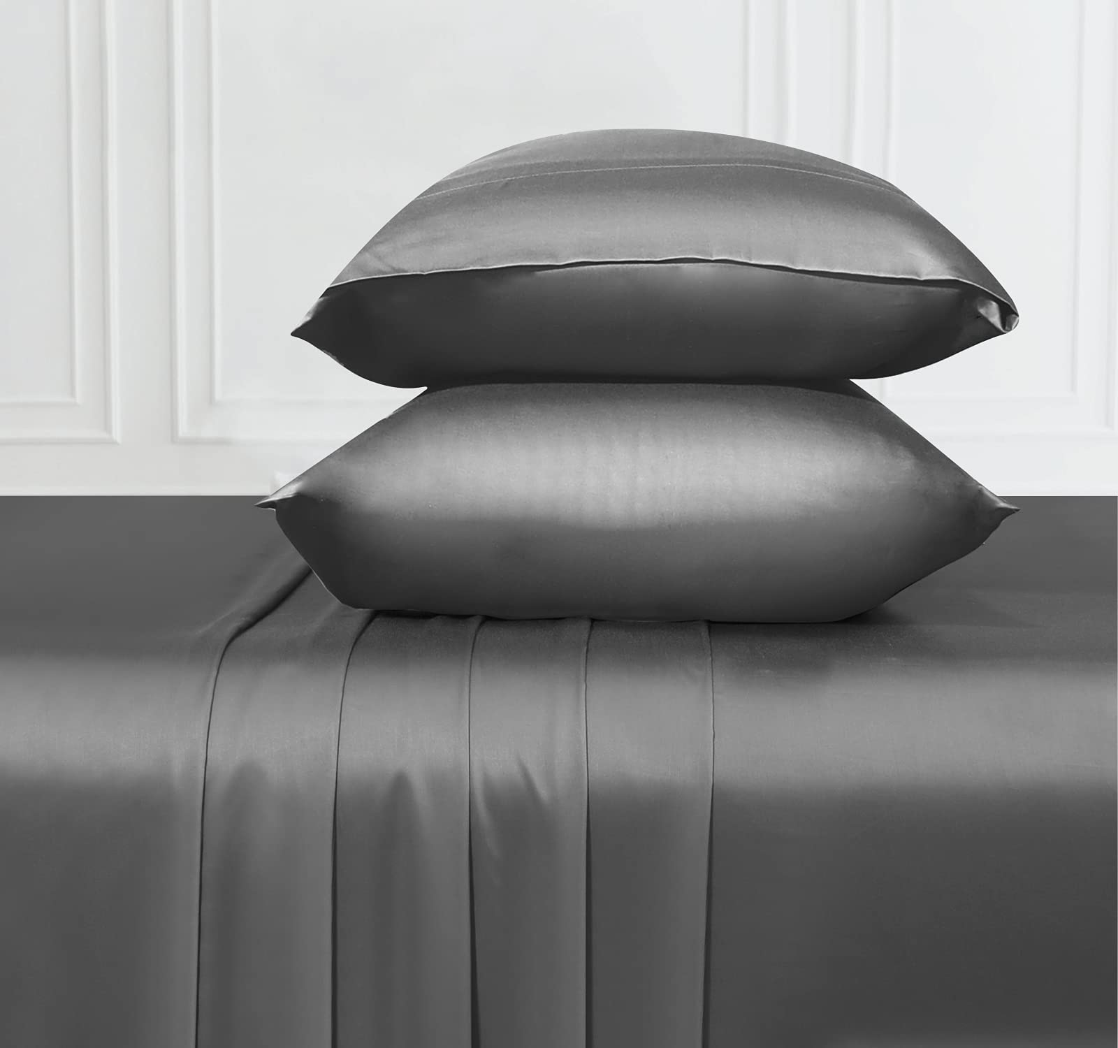 Soft & Silky Cooling Sheets Fabric from 100% Bamboo, Wrinkle Resistant Queen Size Bamboo Sheets with Deep Pocket Fitted Sh...