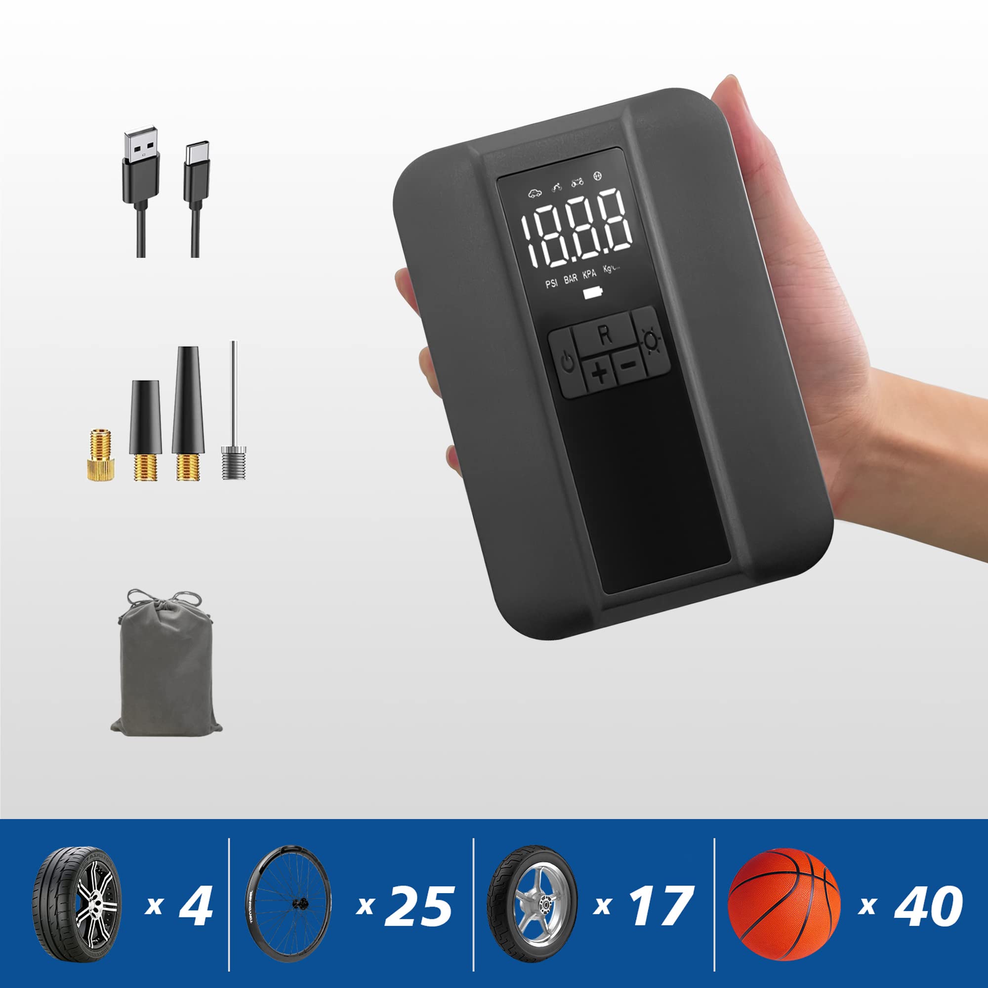 Buy ATFUN Tyre Inflator Cordless, 150PSI AutoOff Tyre Inflator Air