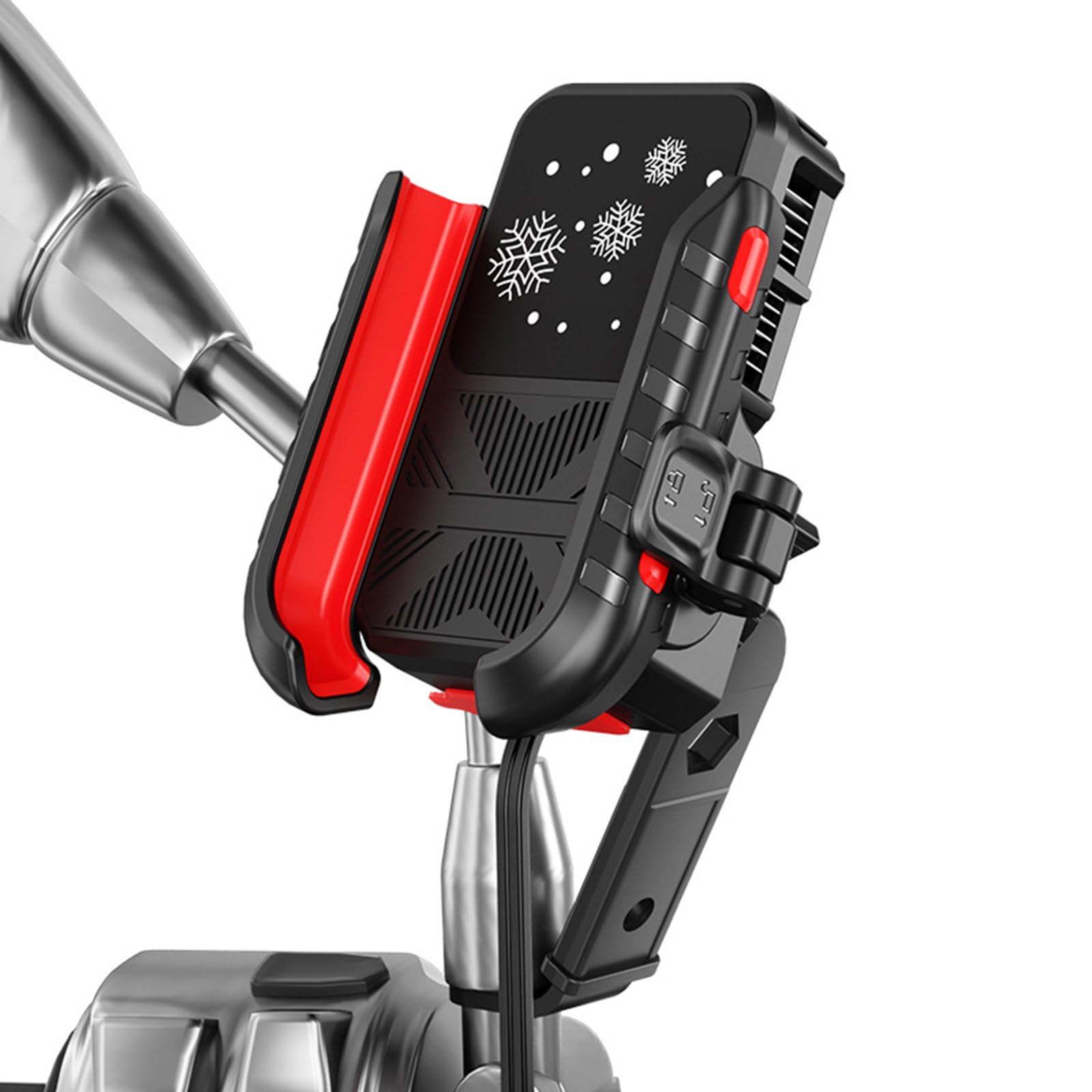 Staffa supporto per supporto smartphone universale antiurto per motocicli dotata sistemi avanzati controllo della temperatura, supporto raffreddamento a semiconduttore