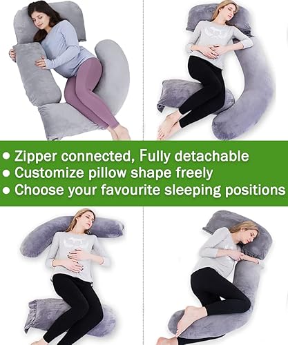 Miniatura 2 de AS AWESLING Almohada de cuerpo completo de 60 pulgadas  Almohada de lactancia, maternidad y embarazo  Almohadas extragrandes en forma de U con lado