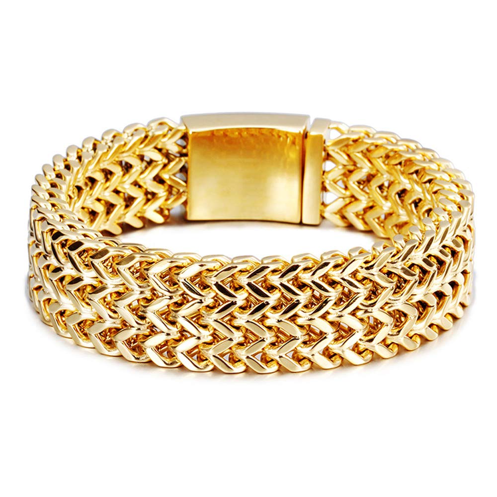 Mode Titan Stahl Armband, Titan Stahl Armband Einfache Und Stilvolle Und Elegante Beschichtung 18 Karat Gold Herren Edelstahl Schmuck Exquisit, Gold