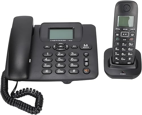 ASHATA Sistema de teléfono inalámbrico con cable expandible compatible con DTMF, llamadas de 3 vías/identificador de llamada/llamada en espera, 1