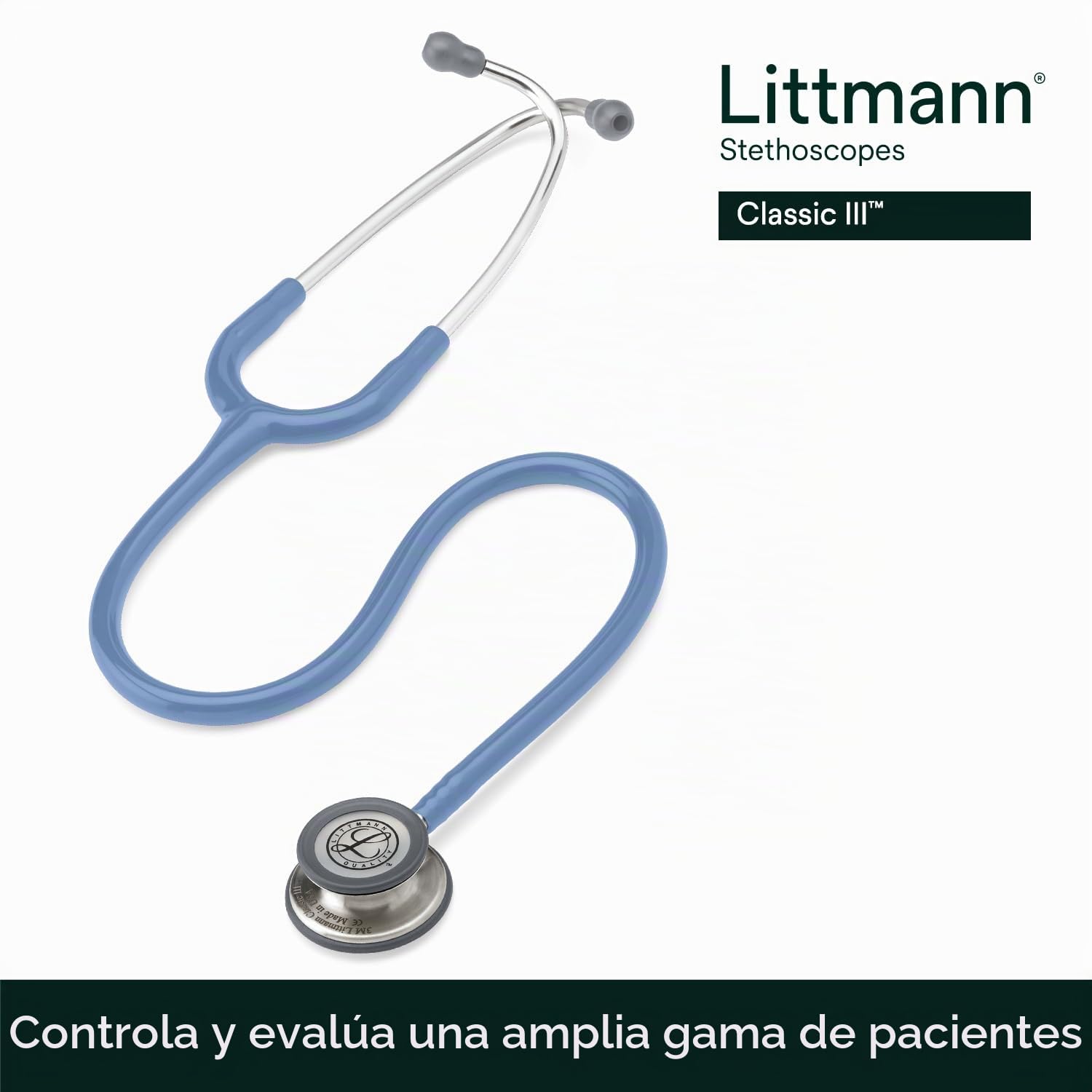 3M Littmann Fonendoscopio para monitorización Classic III, tubo azul cielo, 68,5 cm, 5630