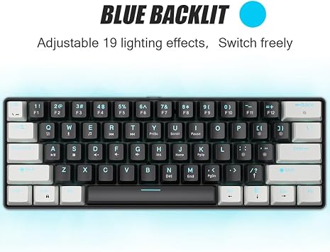 abucow 60% Mechanical Gaming Keyboard Brown Switch Wired Compact Keyboard Anti-Ghosting No-Conflict 61 Swappable keycaps Ergonomic Design for Windows/Mac (Black-White)