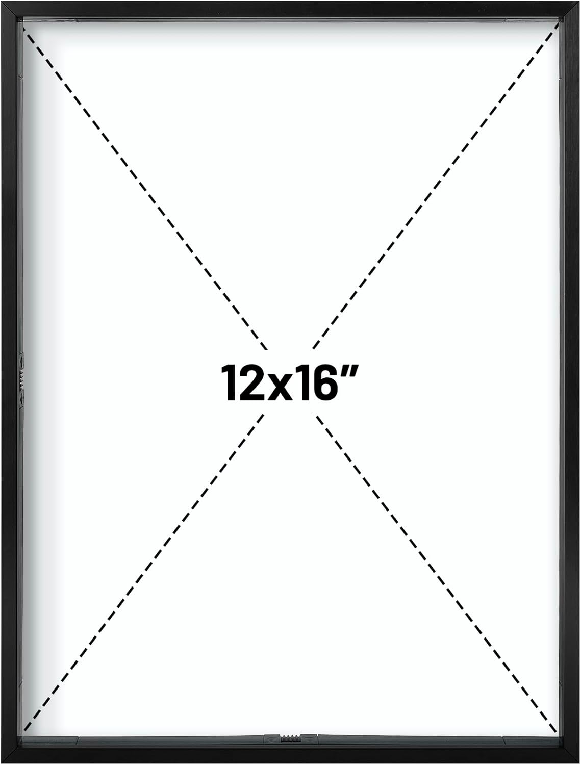Frametory, Floating Picture Frame 12x16 - Black Aluminum Metal Photo Frame - Real Glass of Front - for Wall Mount Display