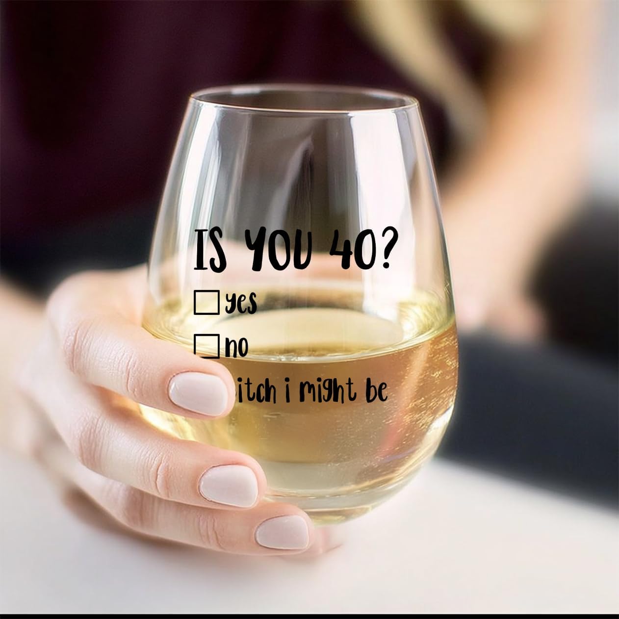 Funny 40th Birthday Gifts for Women Men- 40th Birthday Wine Glass & Wine Bag Gift Ideas for Wife, Husband, Mom, Dad, Sister, Aunt, Coworkers,40Year Party Supplies Decor for Him Her (Clear-40) - Image 2