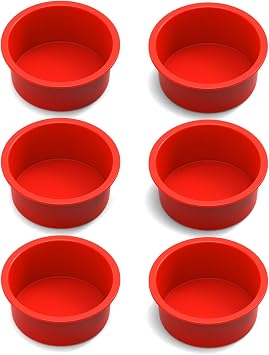SILIVO 4 Inch Cake Pan 6 Pack - Silicone Mini Smash Cake Pans, Nonstick Small Cake Pans for Smash Cake,Muffin and Egg Bites