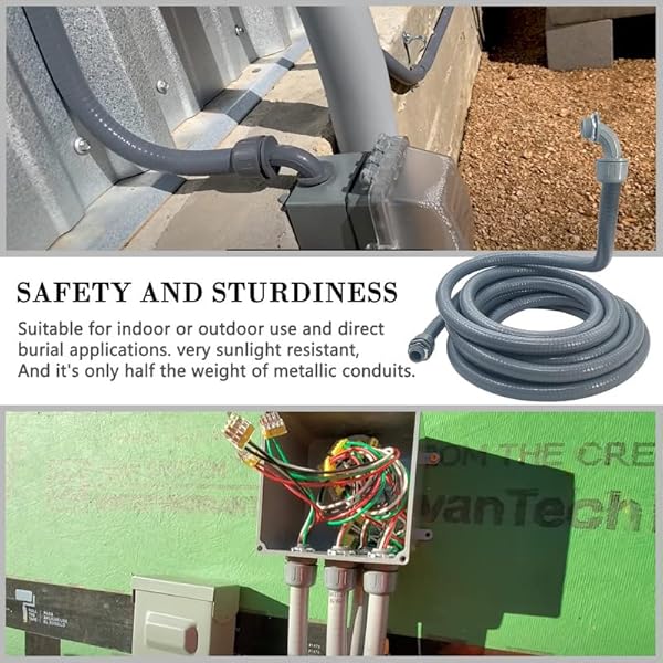 Wocloer 1/2 inch 100Ft Liquid-Tight Conduit Kit, Flexible Non Metallic Electrical Conduit, with 6 Straight and 5 Angle Fittings Included. 1/2" Dia by Wocloer - Image 5