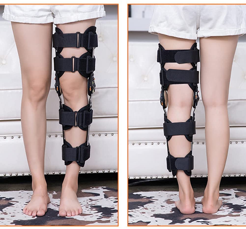 Rodillera ROM con Bisagras Soporte Ortopédico para Rodilla con Bisagras, Férula Ajustable para Articulación De La Rodilla ROM Ortesis De Rodilla Estabilizador De Inmovilizador Protector