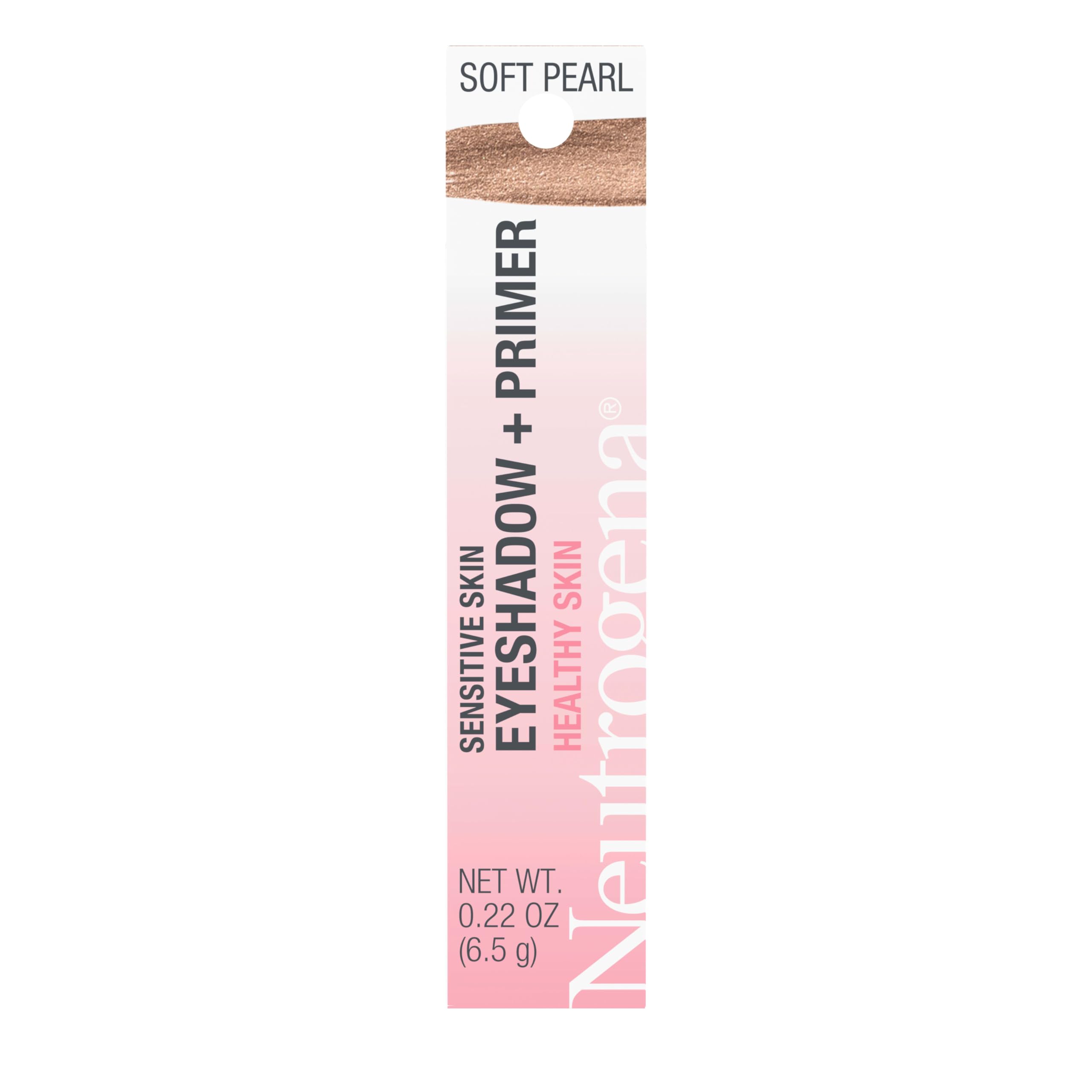 NeutrogenaSensitive Skin Eyeshadow + Primer, a Longwearing, 2-in-1 Metallic Eyeshadow for Sensitive Skin with Pro-Vitamin B5, Lightweight Cream-to-Powder Formula, Soft Pearl, 0.22 oz