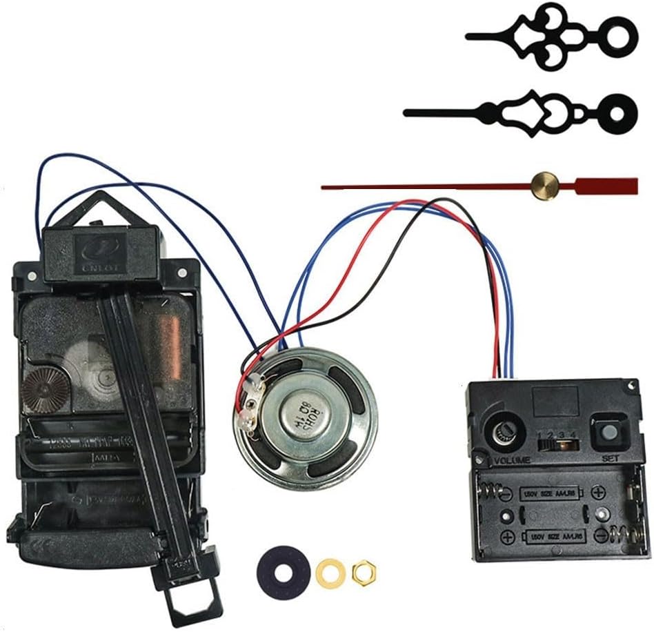 Quartz Pendulum Clock Movement with Built-in Music Chime Box, 17mm Shaft, DIY Replacement Kit Bedroom/Living Clock Repair (Black, PP Material)(B)